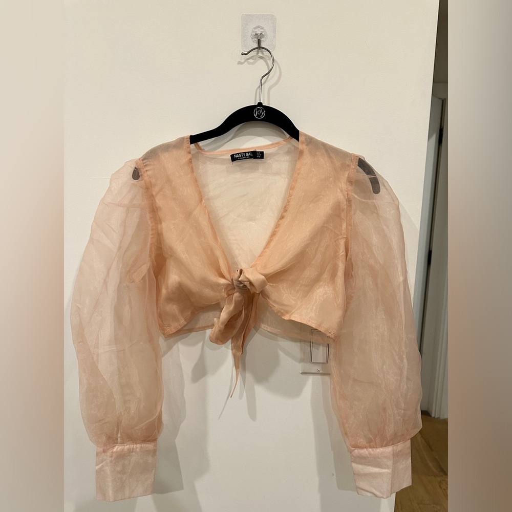NWT Nasty Gal Sheer Tie Cropped Top